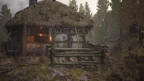 an old village with wooden dilapidated houses