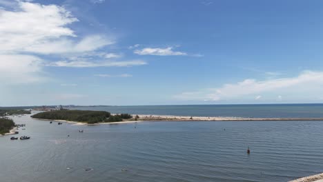 aerial view pan of the secret beach in vung tau