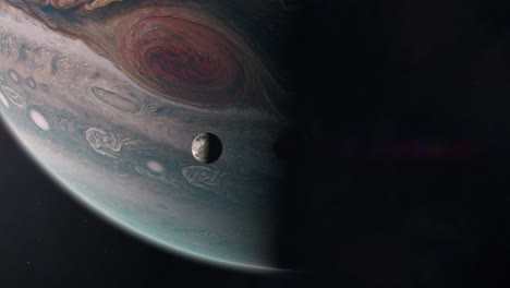 la luna de júpiter ganímedes orbitando el planeta gigante gaseoso