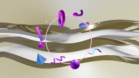 animation of abstract shapes moving over waving layers background