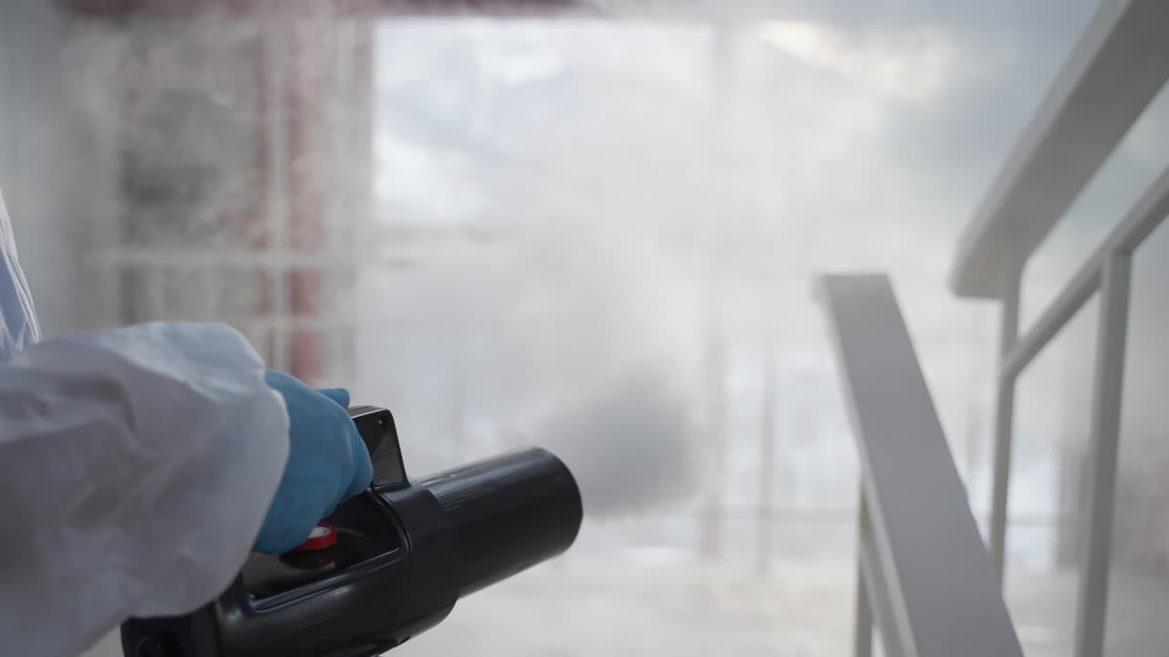 proceso de nebulización de desinfección