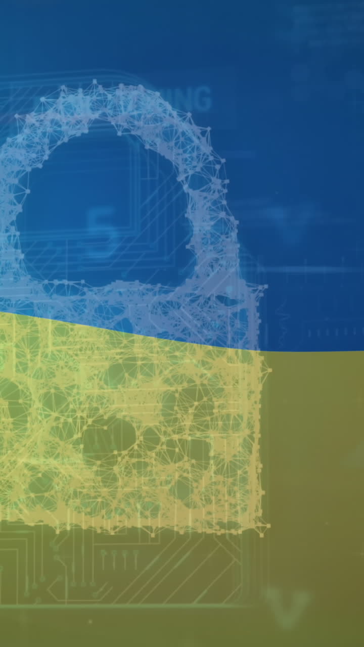 우크라이나의  ⁇ 발 위에 있는 디지털  ⁇ 락의 애니메이션