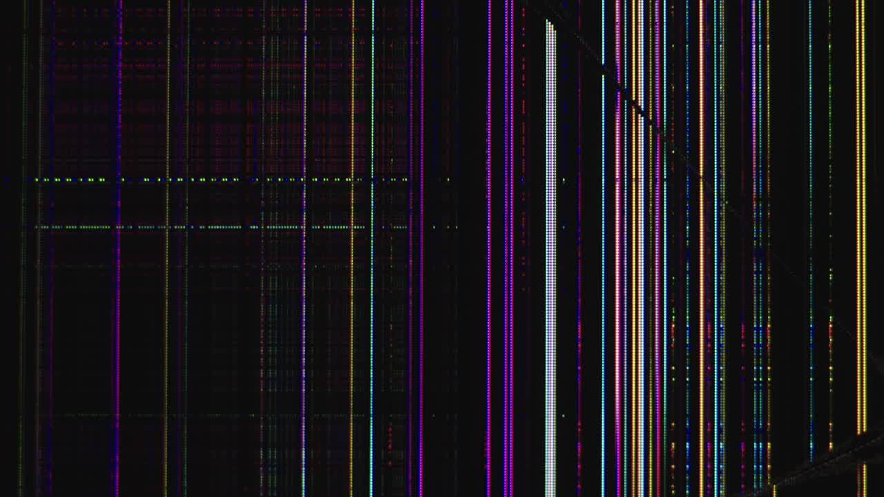 vista macro de pantalla lcd parpadeante rota