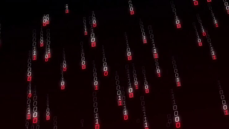 Animation of binary coding over black background