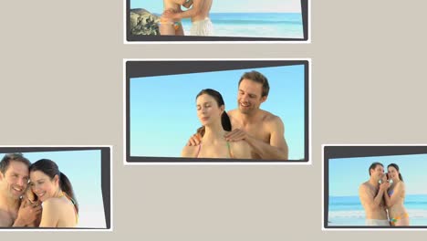 montaje de una pareja linda relajándose en la playa