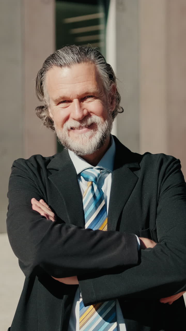 Confident Businessman Smiling Outside Office