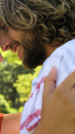 hipster couple embracing