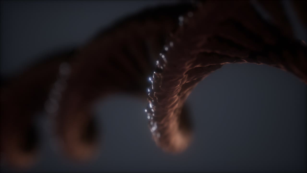 animação em close-up da estrutura helicoidal de duplo laço da cadeia de dna