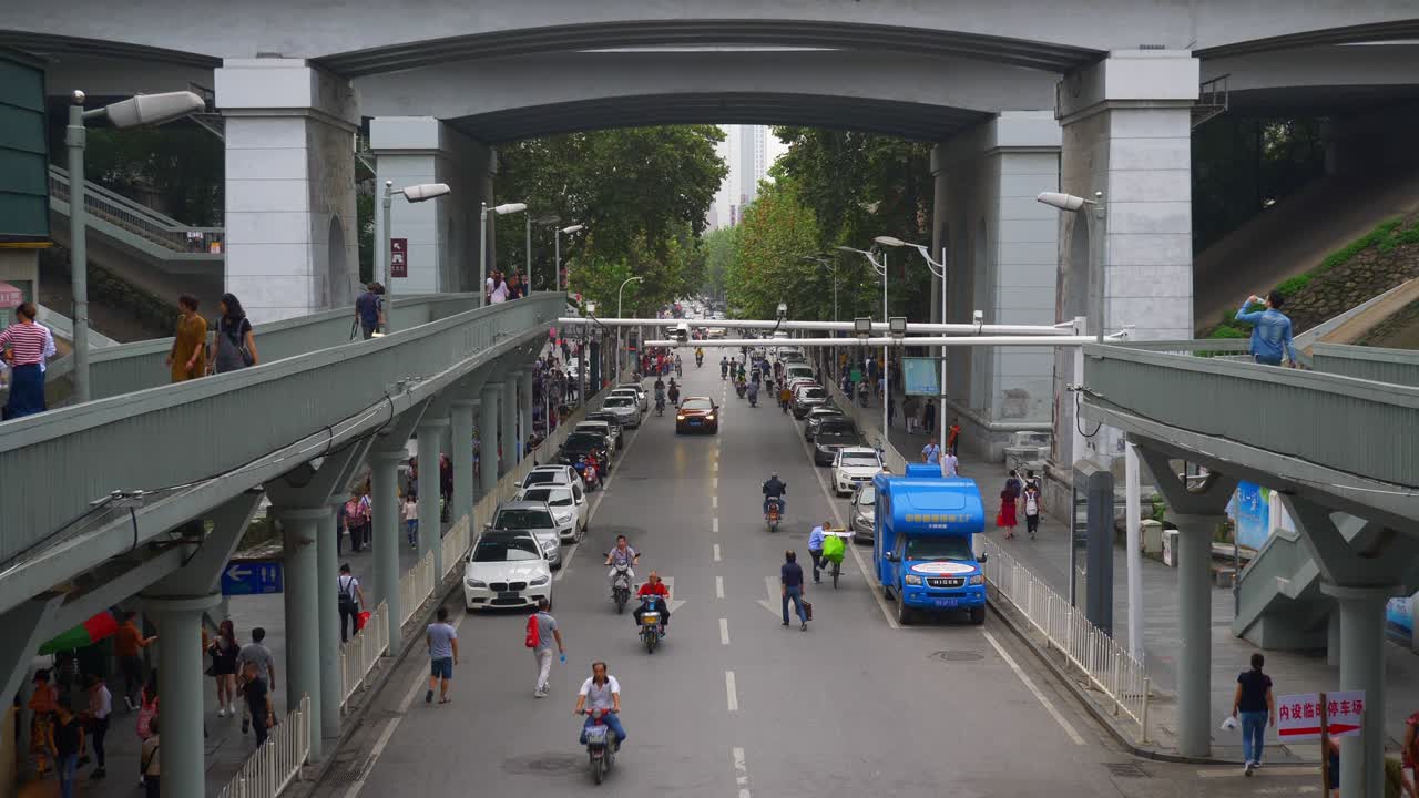 우한 시 교통 거리 다리 느린 동영상 파노라마 4k