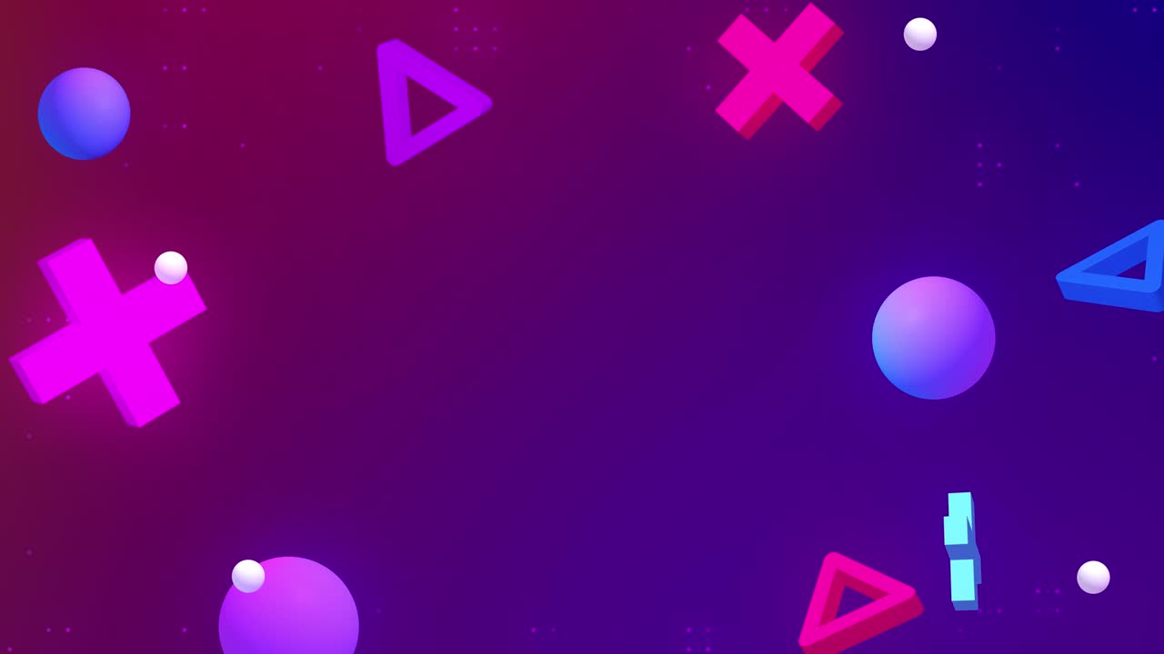 Abstract 3d geometric shapes loop animation. Modern background, seamless motion design, screensaver, backdrop. 4k animated poster banner. rotating objects, purple, blue, pink colors