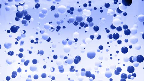 abstract 4k background of spheres in shades of blue. balls like leds hang in air and light up and go out. bright stylish background