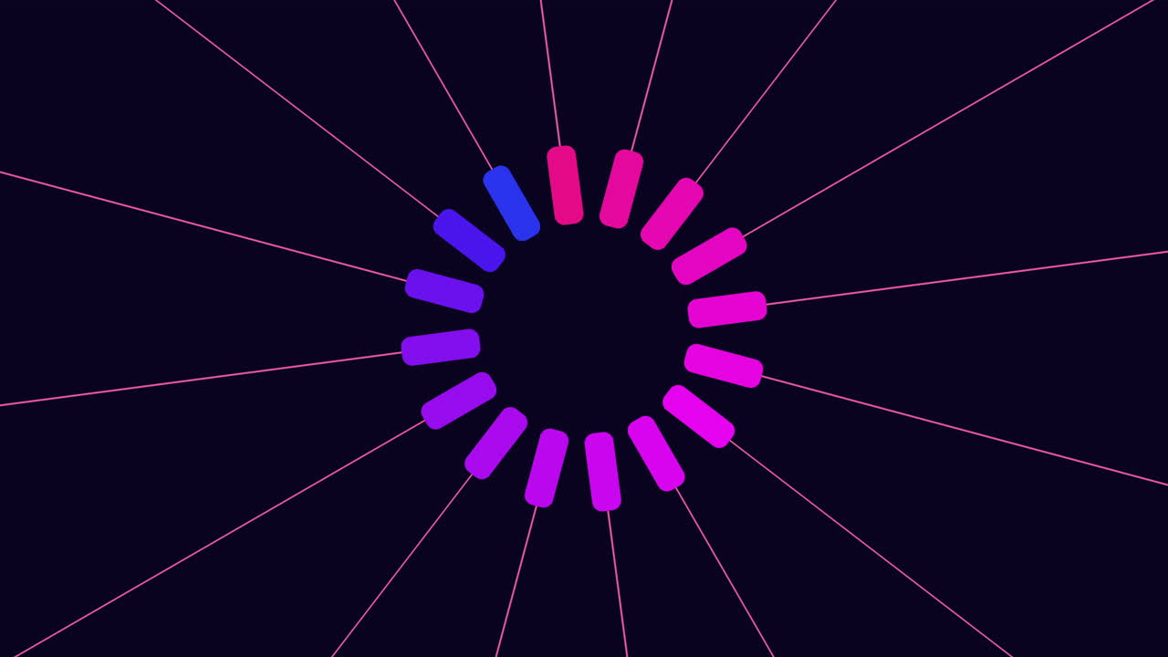 어두운 공간에 선이 있는 미래형 네온 원