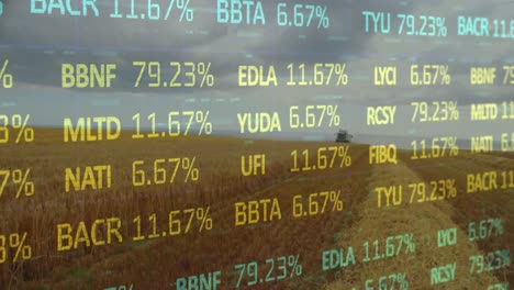 Animación-Del-Procesamiento-De-Datos-Financieros-Sobre-Cosechadoras-En-El-Campo-Agrícola.