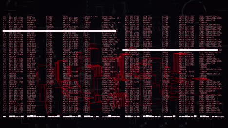 animación del procesamiento de datos sobre el paisaje urbano
