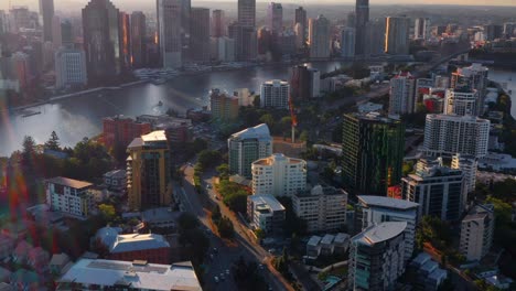 sunlight through kangaroo point suburbs at lambert street in brisbane city, queensland, australia