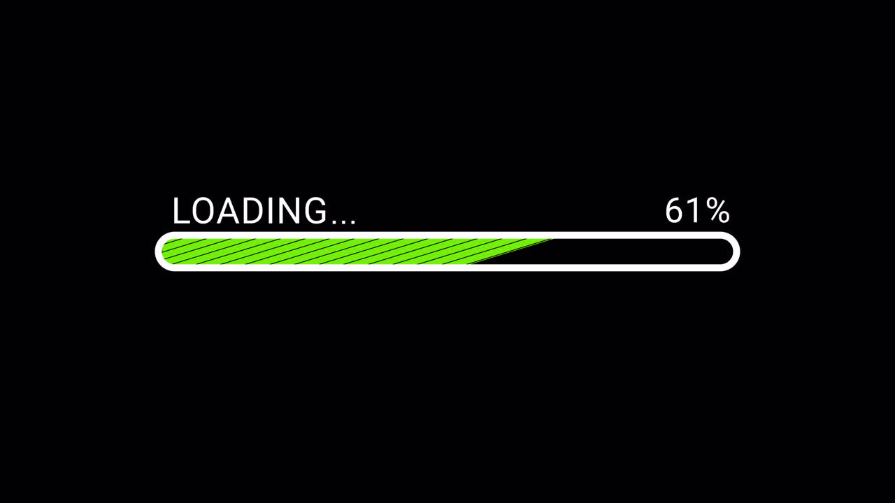 Digital Loading Progress Bar Animation on Black Background