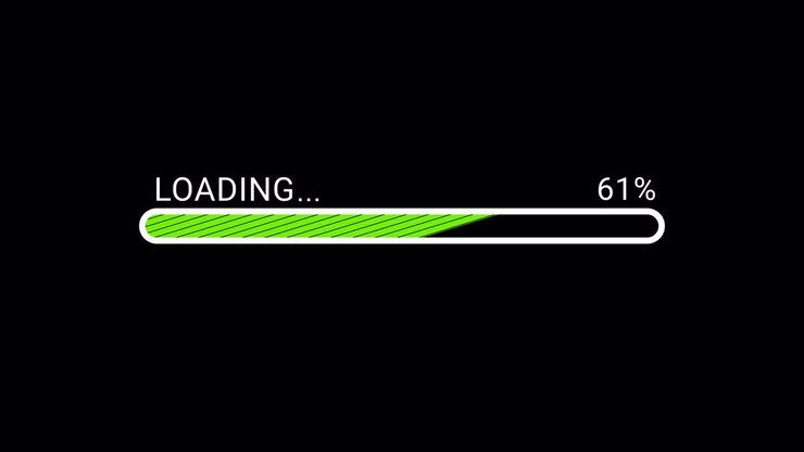 Digital Loading Progress Bar Animation on Black Background