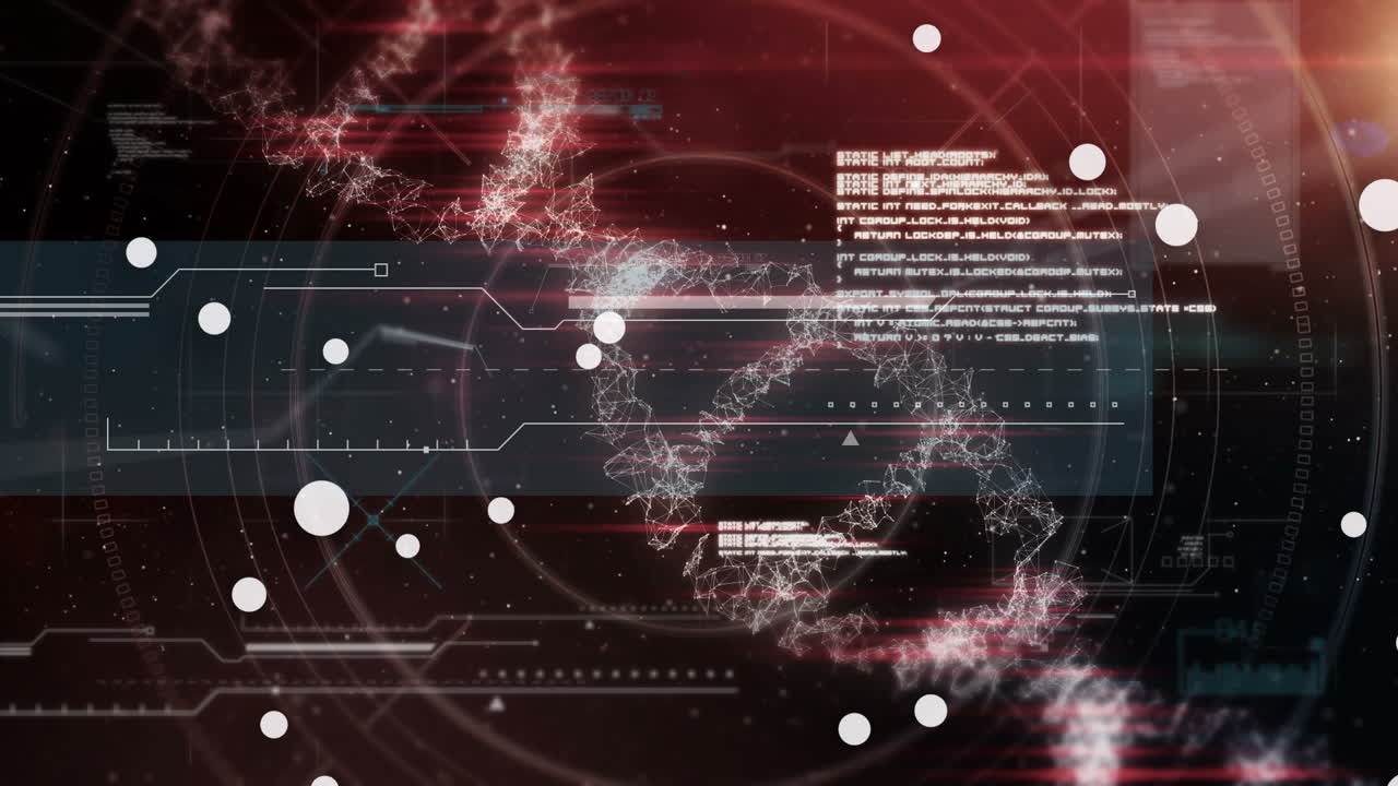 dna, 분자 및 데이터 처리를 빨간 바탕에 애니메이션