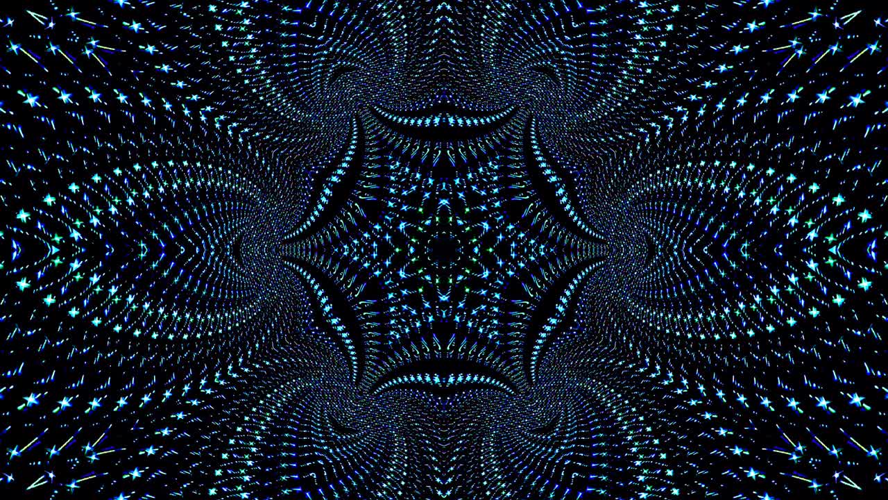 Abstract Kaleidoscope pattern with red blue colors. Magic mandala. 4k