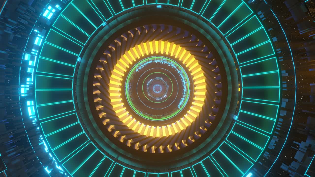 tecnología futurista túnel espacial, corredor de ciencia ficción tecnología futurista