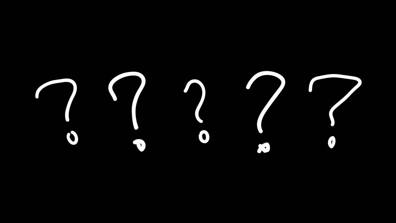 Animated Hand-Drawn Question Marks Wiggling on a Black Background