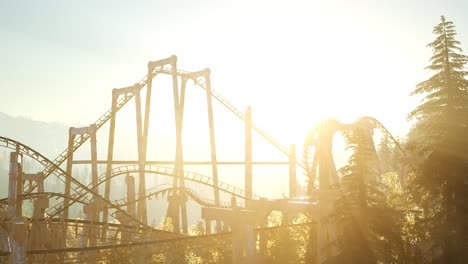 old roller coaster at sunset