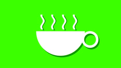 steaming hot drink coffee tea animation loop, background green screen