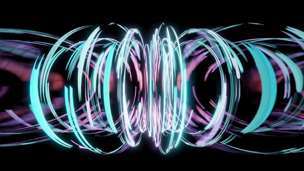 Light stripes moving fast over dark background