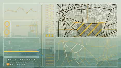animación del procesamiento de datos sobre el paisaje urbano