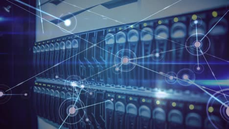 animación de la red de conexiones a través del hardware del servidor informático