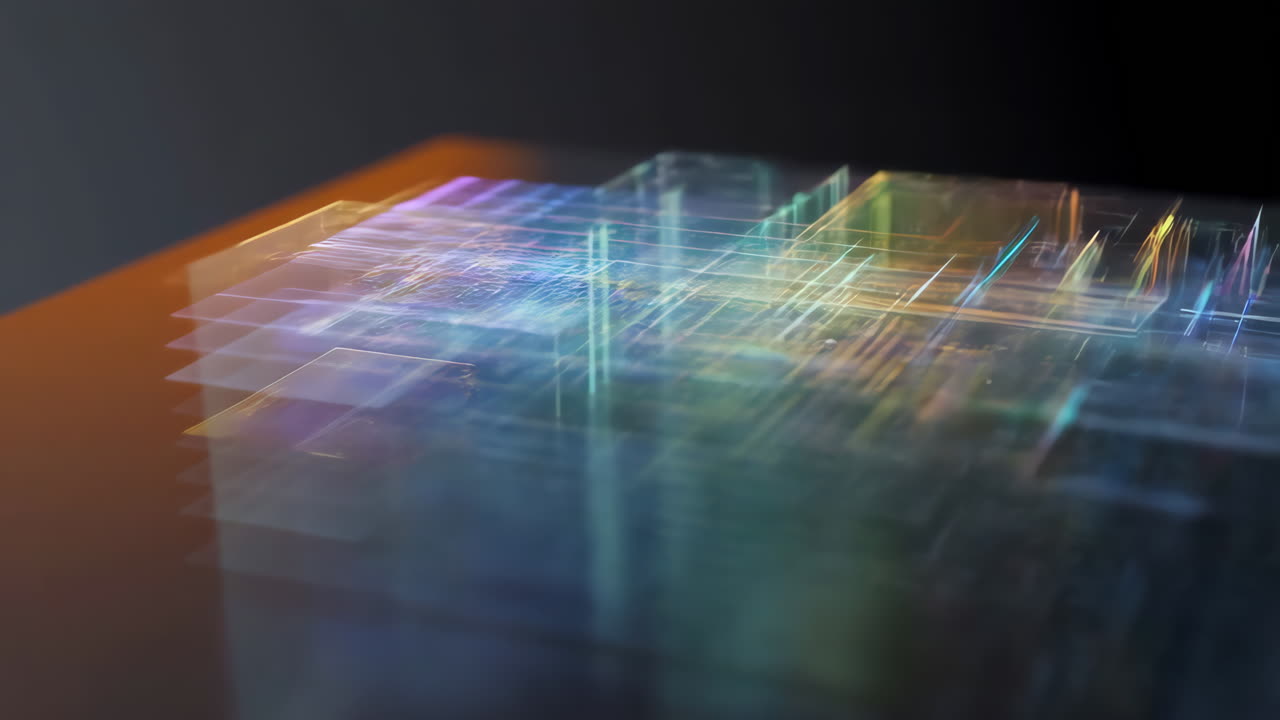 Abstract Digital Cityscape with Glowing Cubes