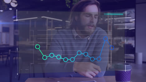animación del procesamiento de datos sobre un hombre de negocios caucásico haciendo una videollamada