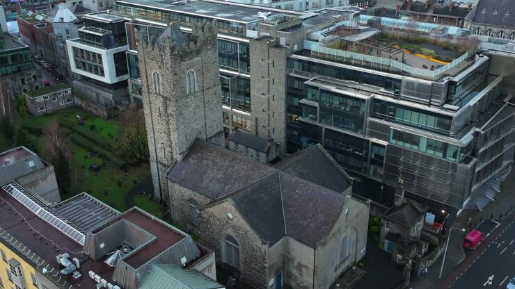 4K Cinematic Drone footage of St Michan's Church of Ireland Smithfield Dublin_22