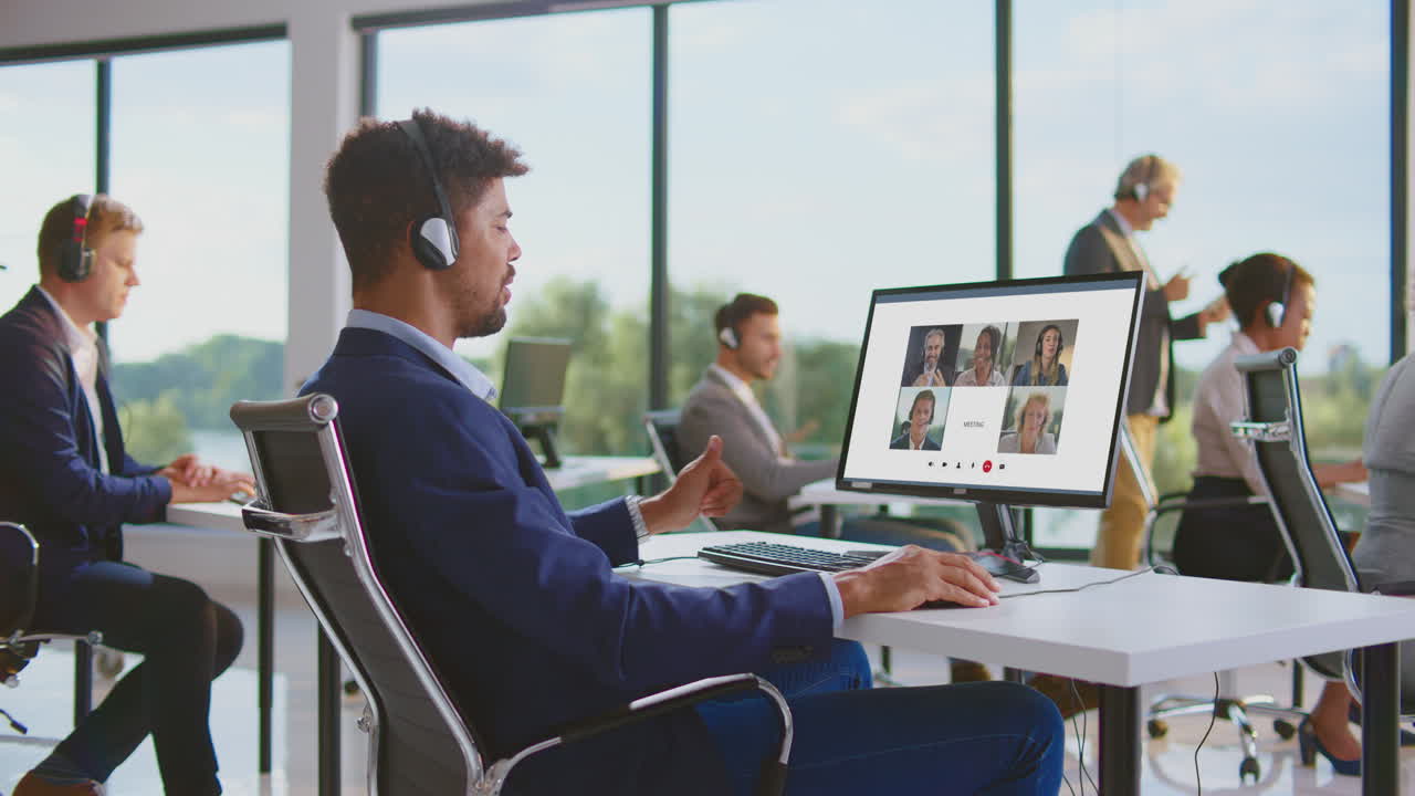 비즈니스 사람들 비디오 컨퍼런스