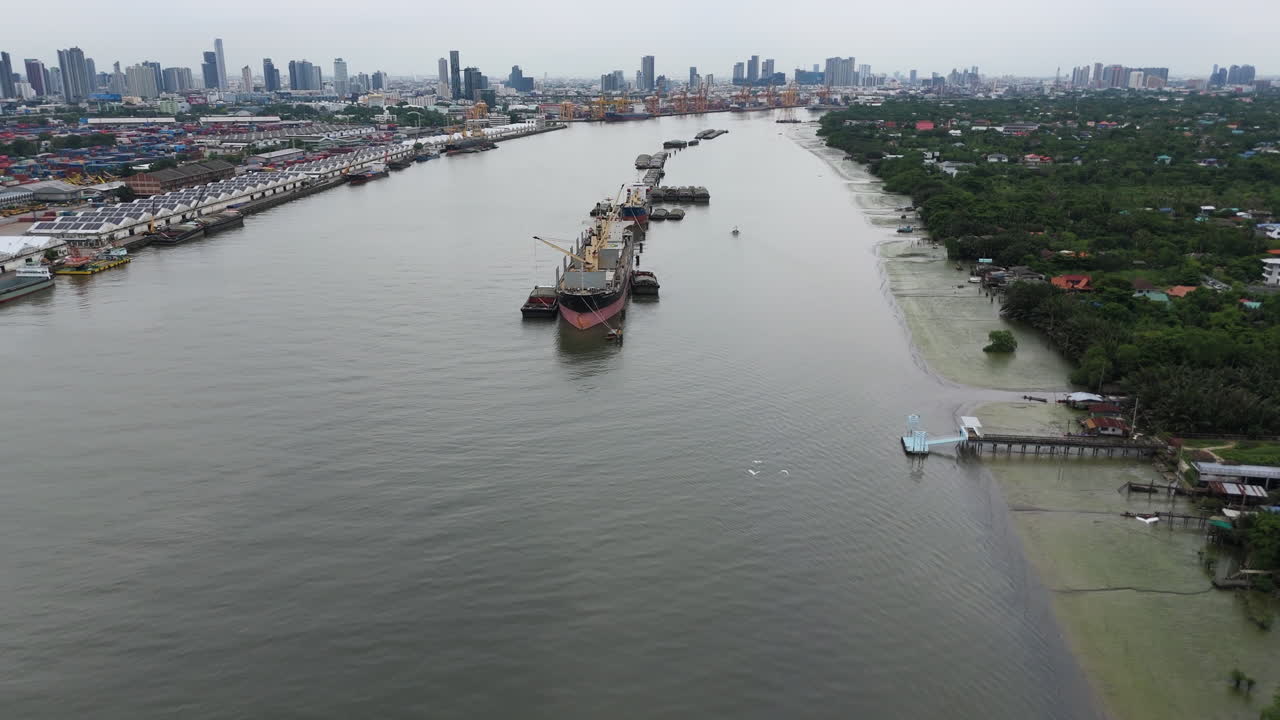 Aerial Shot Of Khlong Toei Port In Bangkok,Thailand