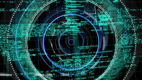 round scanner and data processing against black background