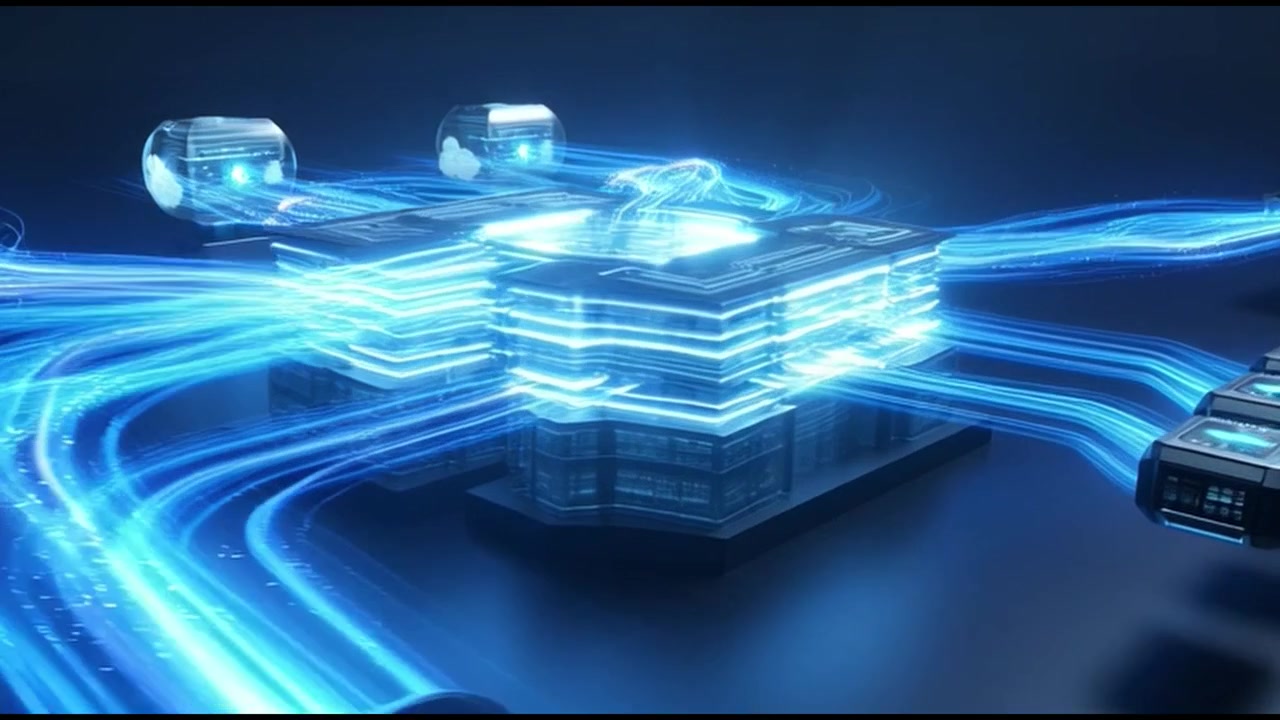 Digital Data Flow Connecting Central Server to Cloud Nodes