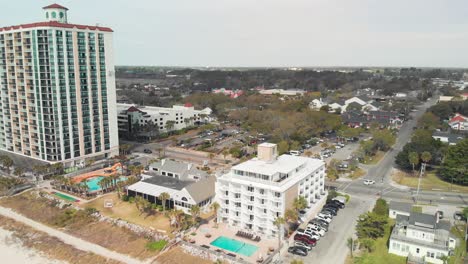 Areal-shoot-of-residential-area-near-the-coast-at-Myrtle-Beach,-South-Carolina,-USA