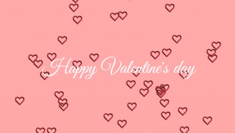 Feliz-Día-De-San-Valentín-Texto-Con-Corazones-Sobre-Fondo-Rosa