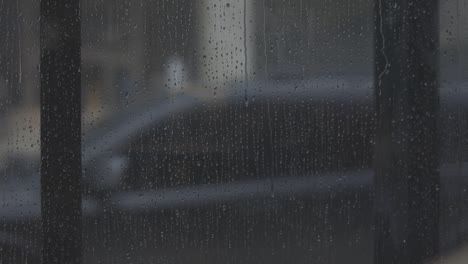 real rain drops sliding on window glass, c-log raw color, 4k