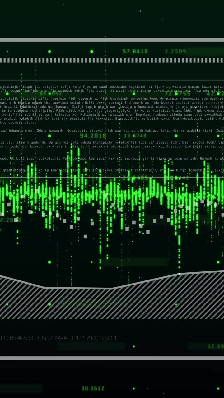 Animation of data processing on black background