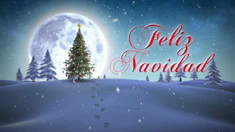 Mensaje-De-Feliz-Navidad-Que-Aparece-En-Un-Paisaje-Nevado.