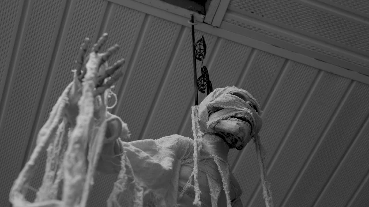Low angle shot in black and white of a ghost Decoration