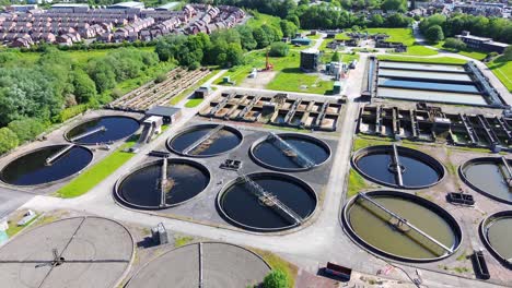 aerial view of wastewater treatment plant and filtration of dirty sewage water