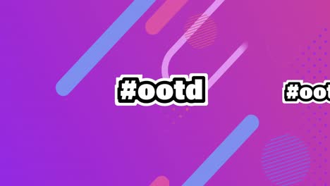 animation of ootd text abstract shapes moving on over purple background