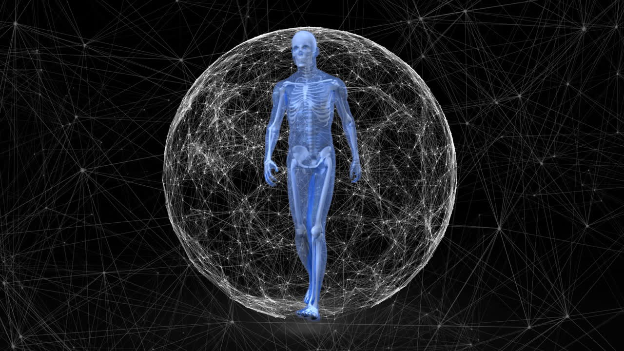 animación de la red de conexiones con el mundo a través del humano digital