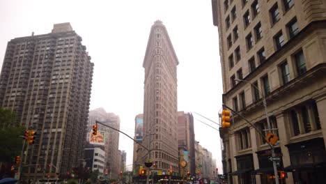 flatiron building in new york city on an overcast day