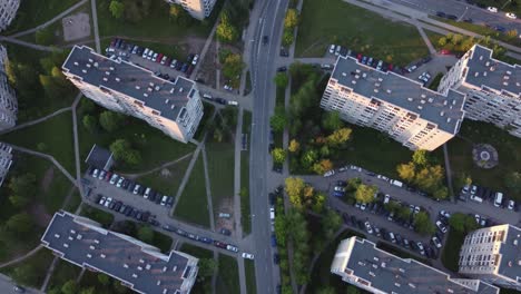 top down view of soviet planned residential district fabijoniskes in vilnius, lithuania, hbo chernobyl filming location