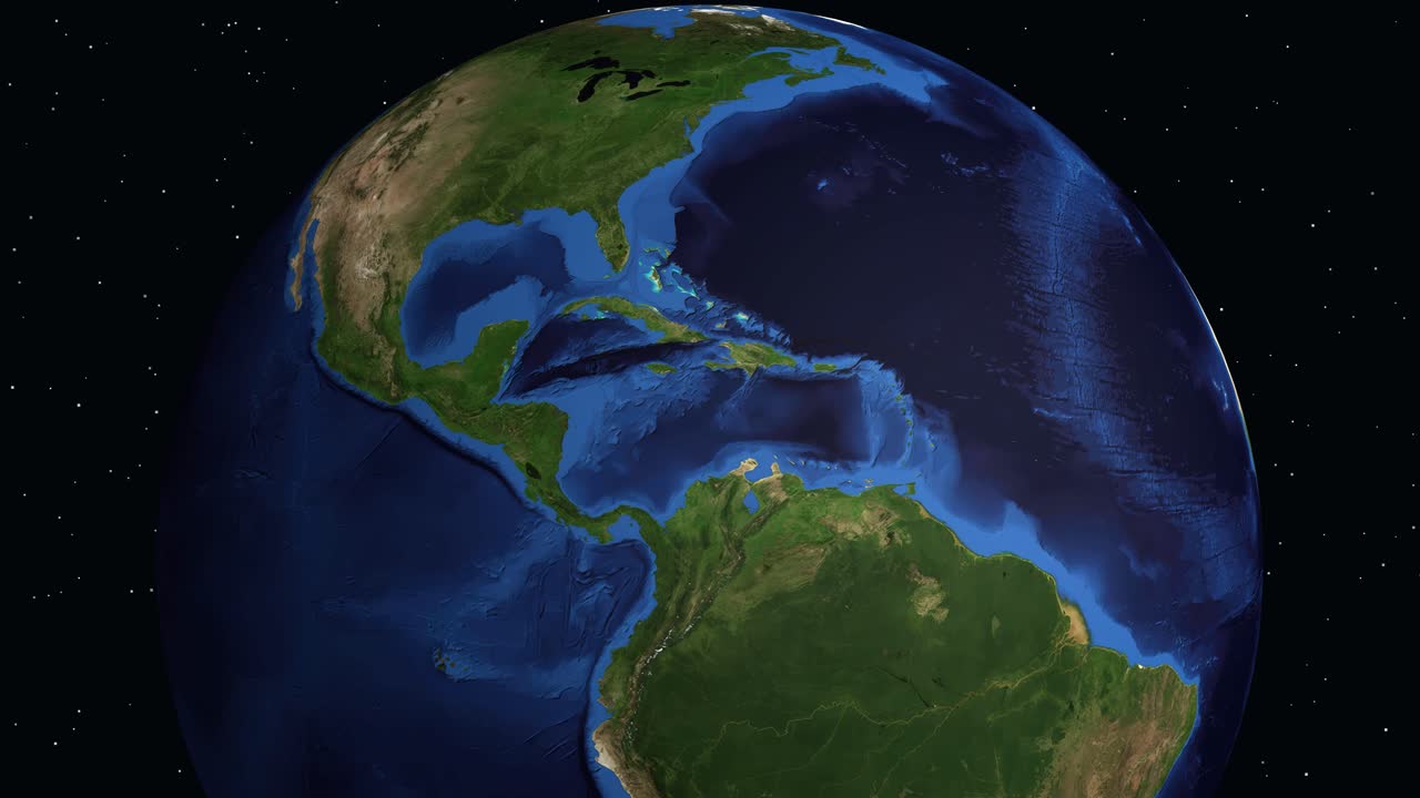 Globo digitale ruota e zooma sul Belize, evidenziando Orange Walk con un segnaposto