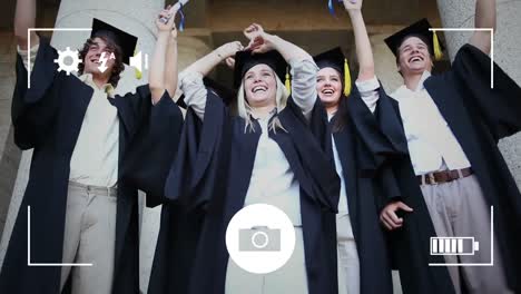 tomar fotos de los estudiantes que se gradúan con una cámara digital